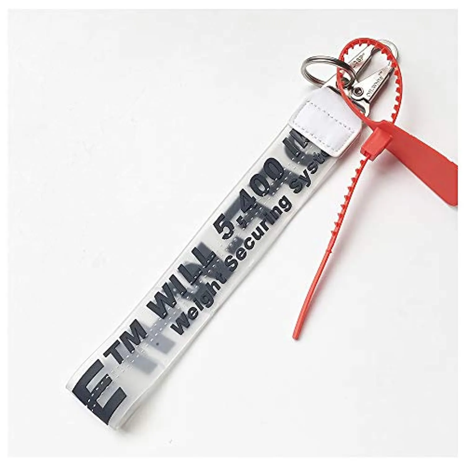 OW Industrial Belt Keychain, Personality Rubber/Canvas Strap Wrist Lanyard, Office Badge Holder Mobile Phone Wallet Jeans Decoration Lanyard (Transparent Black)