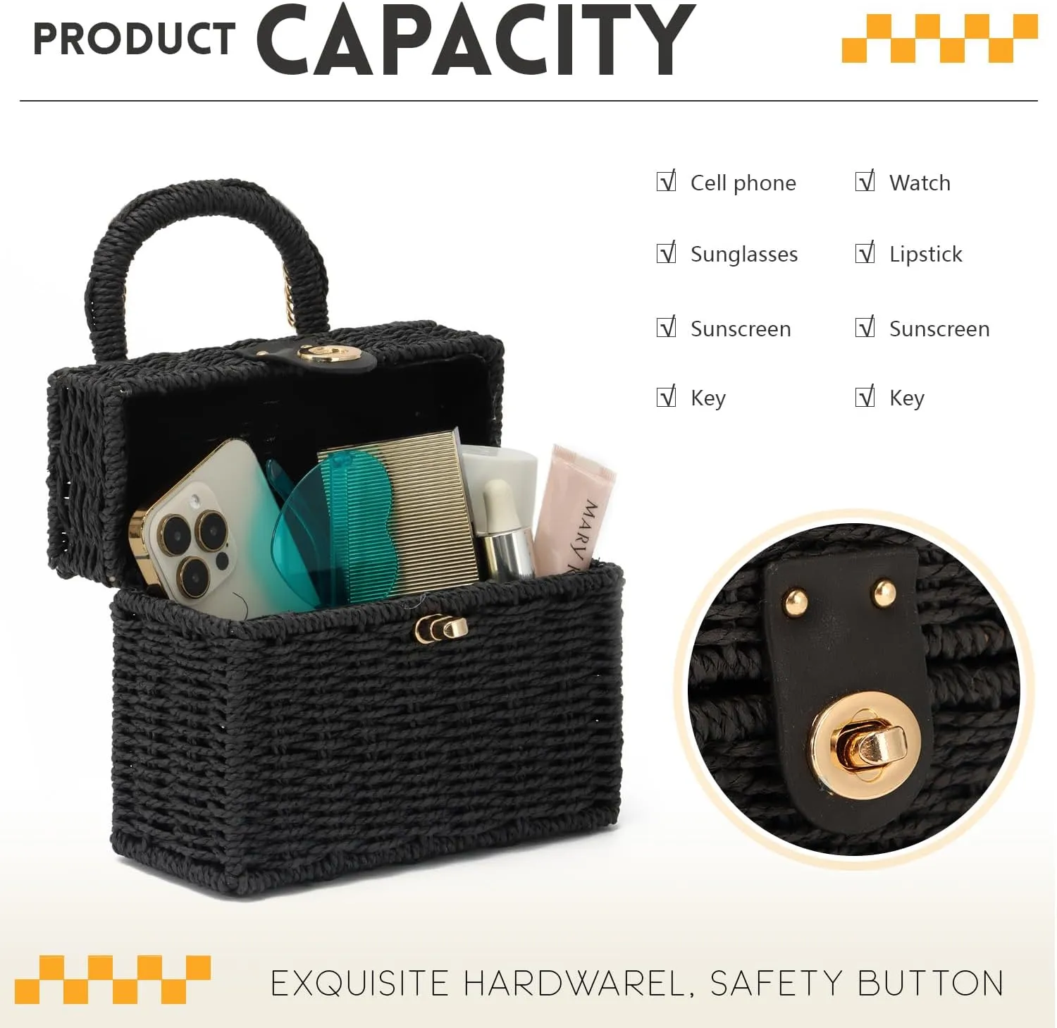 Oweisong Rattan Purse for Women Summer Straw Tote Handbag Woven Bakset Crossbody Bag Trendy Beach Top Handle Bag
