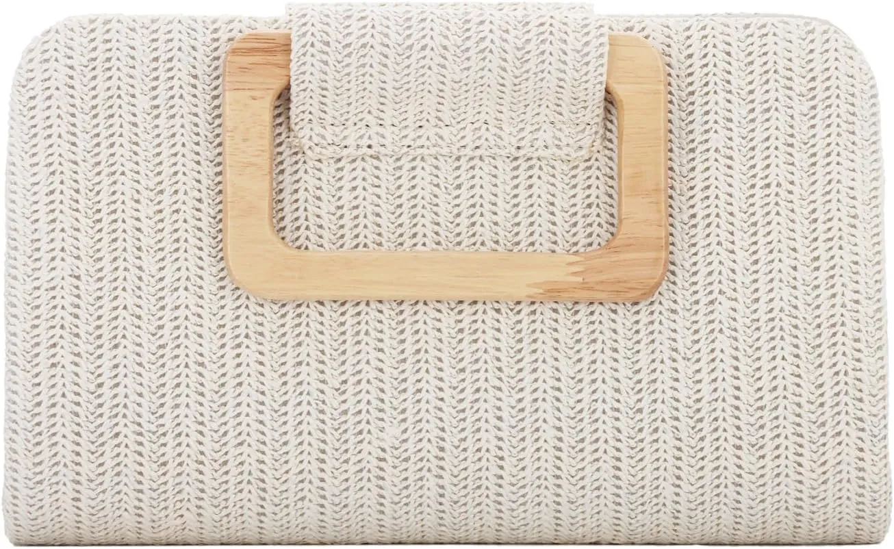 Oweisong Straw Clutch Purses for Women Summer Beach Bag Woven Evening Handbags Top Handle Shoulder Bag for Vacation