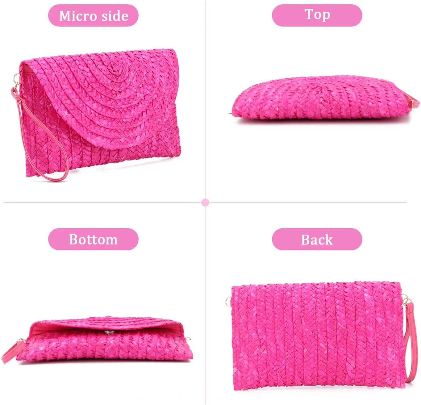 Oweisong Straw Purses for Women Summer Beach Straw s Clutch Purses Crossbody Bag Handmade Women Envelope Handbag Wallet