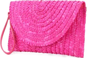 Oweisong Straw Purses for Women Summer Beach Straw s Clutch Purses Crossbody Bag Handmade Women Envelope Handbag Wallet