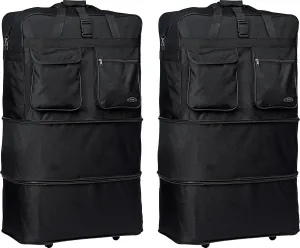 Pack of 2, 36" Expandable Wheeled Bags Rolling Duffel Spinner Luggage