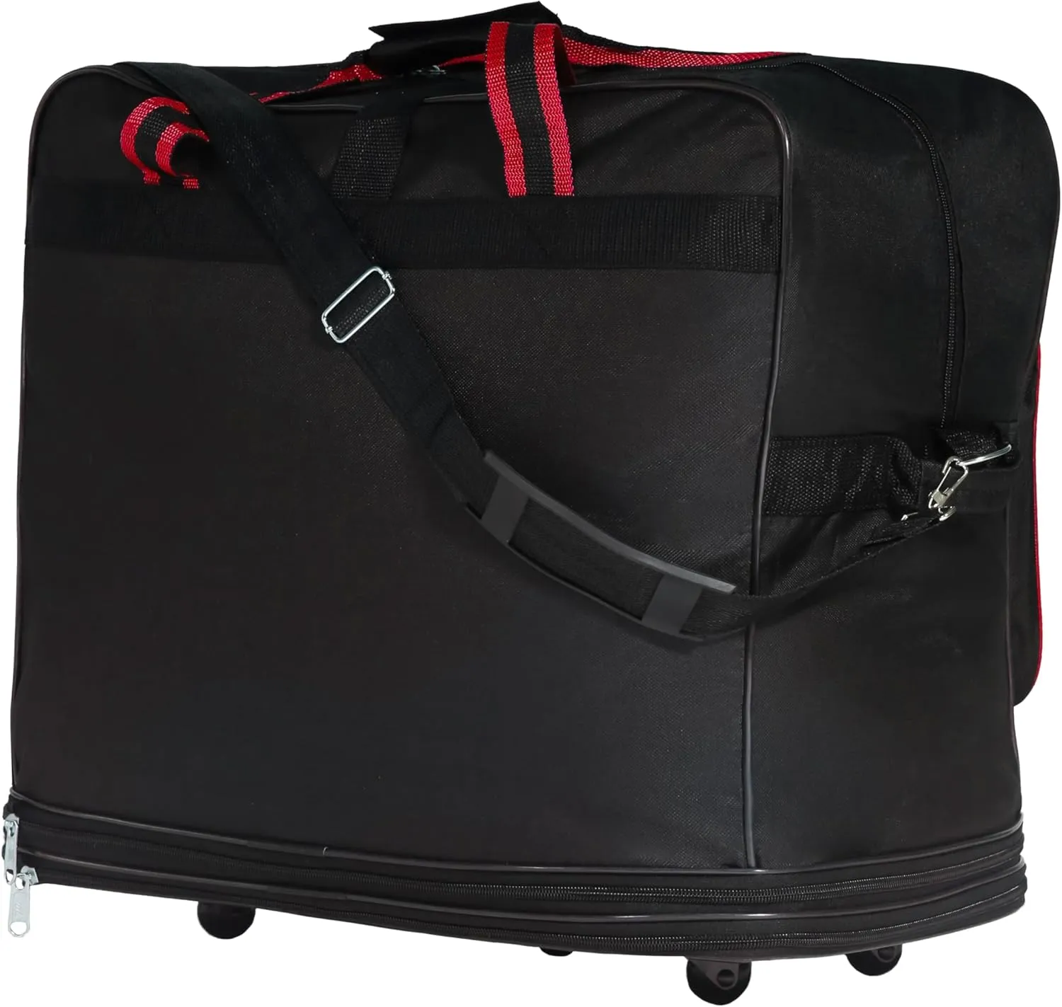 (Pack of 2) 36"" Duffle Bag Expandable Rolling Lightweight Wheeled Spinner Suitcase Luggage for Travel and Storage, Black with Red Trim, Wheelbag36
