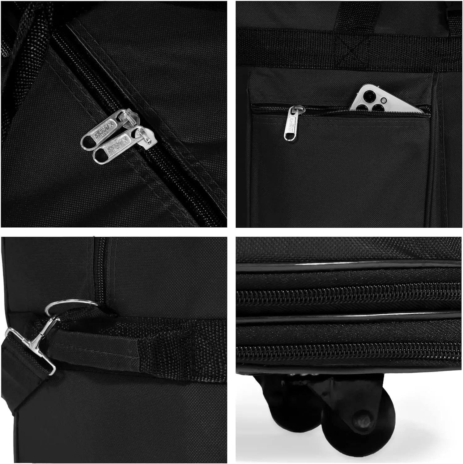 (Pack of 2) 36"" Duffle Bag Expandable Rolling Lightweight Wheeled Spinner Suitcase Luggage for Travel and Storage, Black with Red Trim, Wheelbag36
