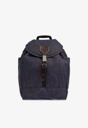 Paisley Motif Canvas Backpack