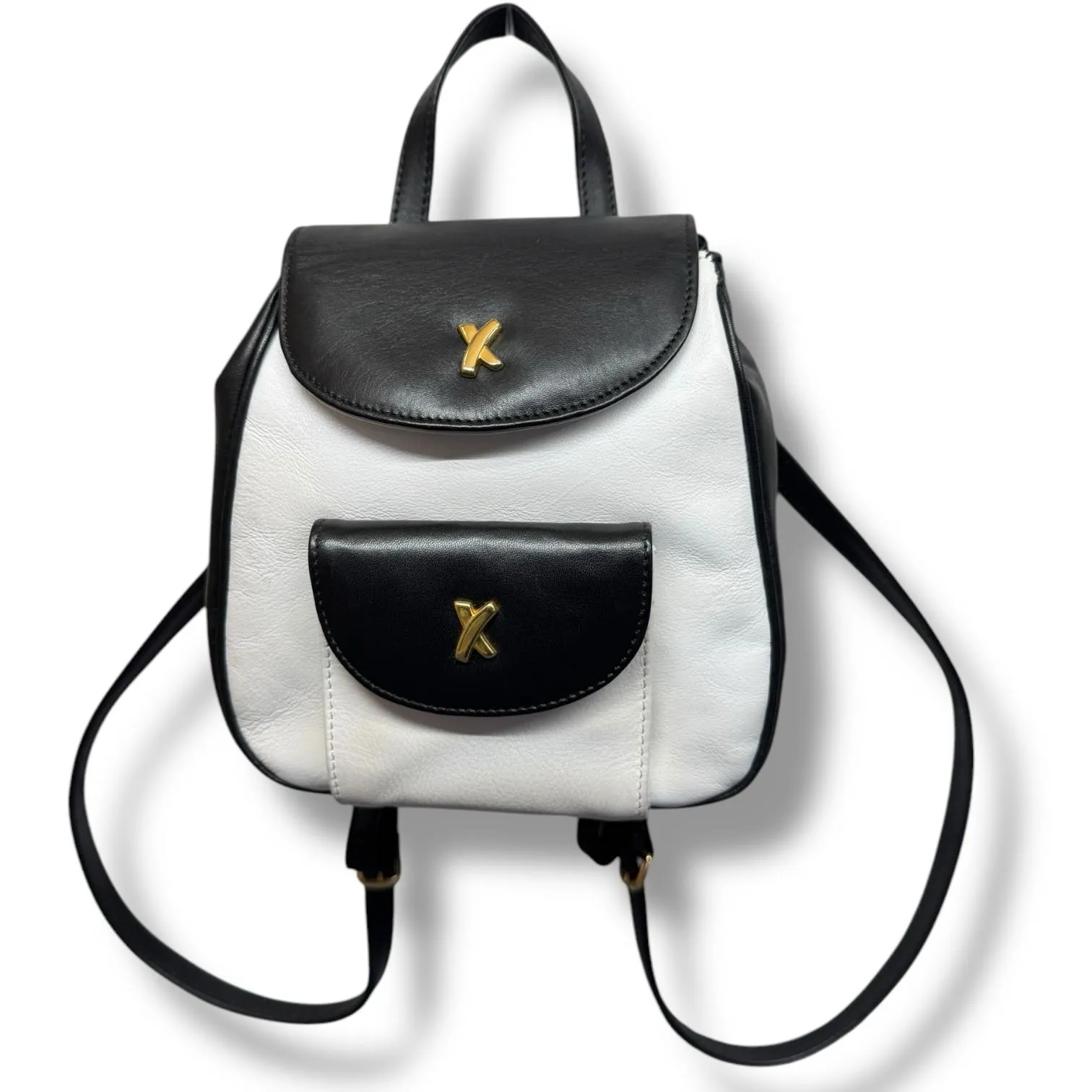 Paloma Picasso Leather Black and White Small Back Pack