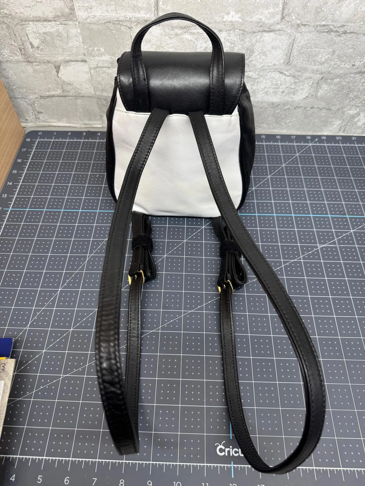 Paloma Picasso Leather Black and White Small Back Pack