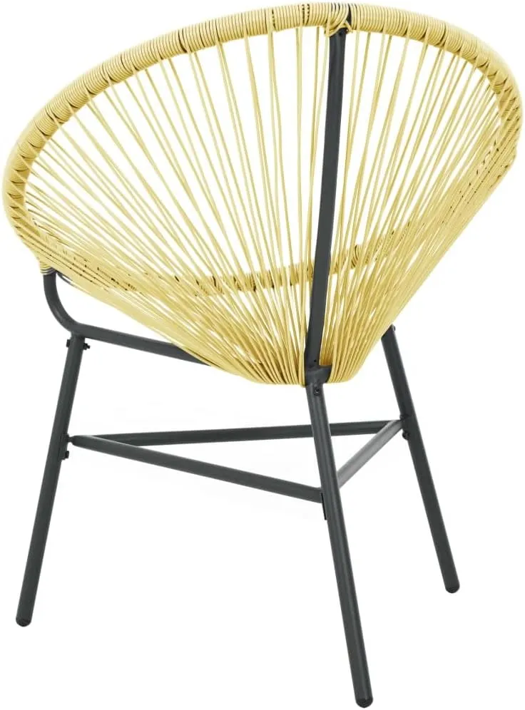 Patio Acapulco Chair Poly Rattan Beige - Outdoor Lounge Chair with Powder-Coated Steel Frame for Garden, Deck, and Poolside