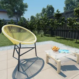 Patio Acapulco Chair Poly Rattan Beige - Outdoor Lounge Chair with Powder-Coated Steel Frame for Garden, Deck, and Poolside