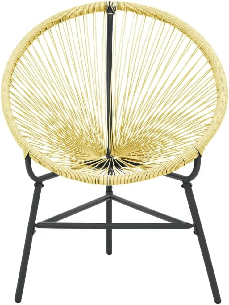 Patio Acapulco Chair Poly Rattan Beige - Outdoor Lounge Chair with Powder-Coated Steel Frame for Garden, Deck, and Poolside