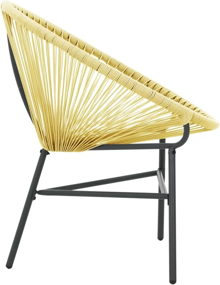 Patio Acapulco Chair Poly Rattan Beige - Outdoor Lounge Chair with Powder-Coated Steel Frame for Garden, Deck, and Poolside