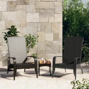 Patio Adirondack Chair Outdoor Furniture Black Poly Rattan with Steel Frame Deep Seat All-Weather Lounge Chair for Beach Poolside Porch