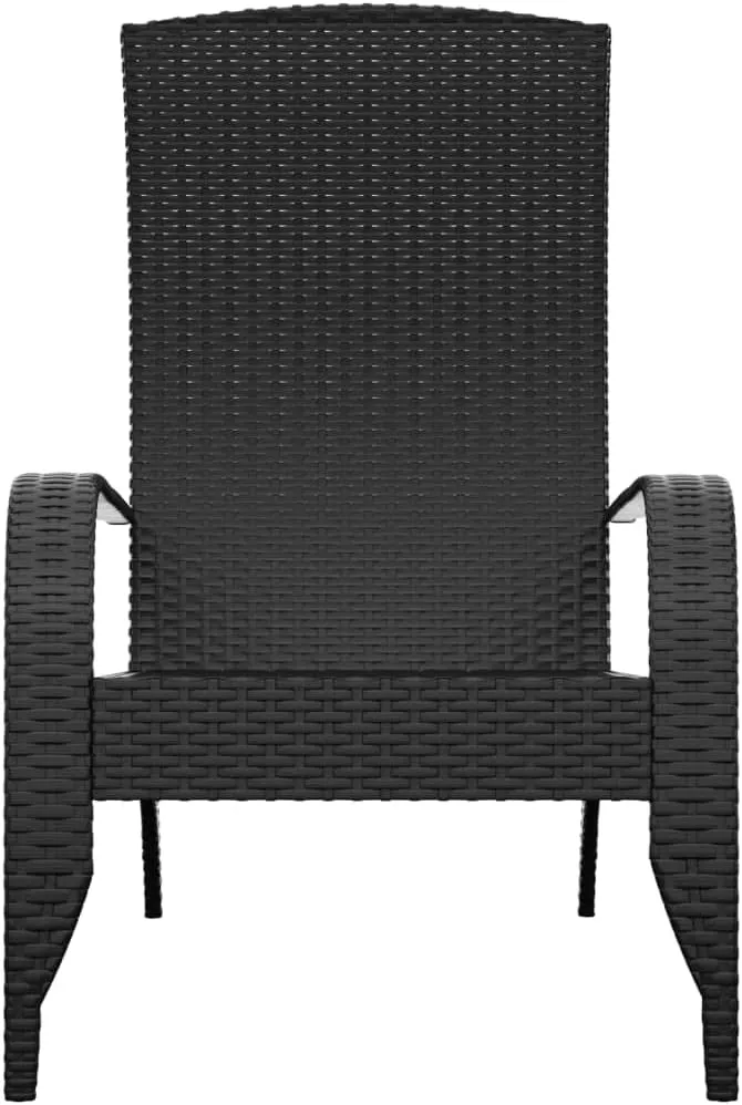Patio Adirondack Chair Outdoor Furniture Black Poly Rattan with Steel Frame Deep Seat All-Weather Lounge Chair for Beach Poolside Porch