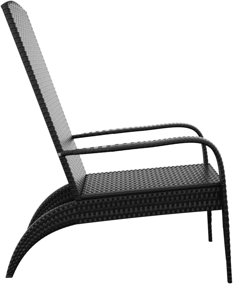 Patio Adirondack Chair Outdoor Furniture Black Poly Rattan with Steel Frame Deep Seat All-Weather Lounge Chair for Beach Poolside Porch