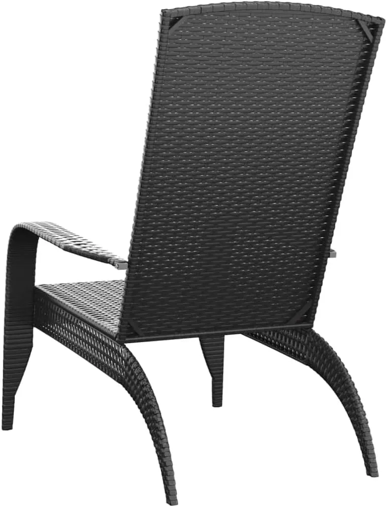Patio Adirondack Chair Outdoor Furniture Black Poly Rattan with Steel Frame Deep Seat All-Weather Lounge Chair for Beach Poolside Porch