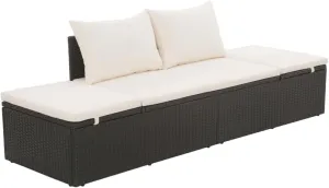 Patio Bed Black 76.8"x23.6" Poly Rattan Outdoor daybed Camping cot Patio daybed Suitable for Decks, patios and Poolside.