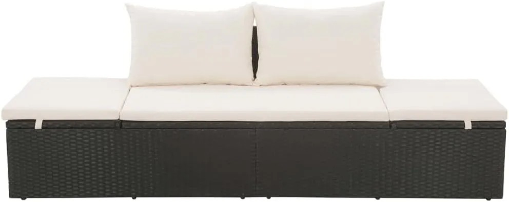 Patio Bed Black 76.8"x23.6" Poly Rattan Outdoor daybed Camping cot Patio daybed Suitable for Decks, patios and Poolside.