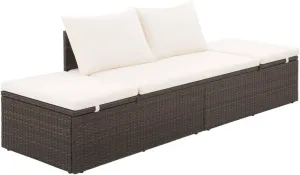 Patio Bed Brown 76.8"x23.6" Poly Rattan Outdoor daybed Camping cot Patio daybed Suitable for Decks, patios and Poolside.