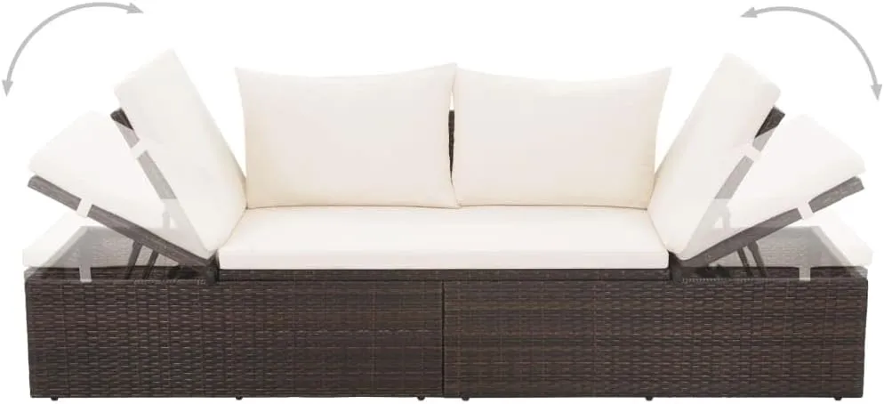 Patio Bed Brown 76.8"x23.6" Poly Rattan Outdoor daybed Camping cot Patio daybed Suitable for Decks, patios and Poolside.