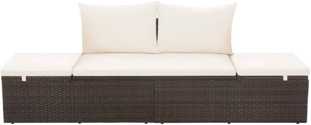 Patio Bed Brown 76.8"x23.6" Poly Rattan Outdoor daybed Camping cot Patio daybed Suitable for Decks, patios and Poolside.