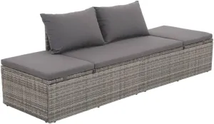 Patio Bed Gray 76.8"x23.6" Poly Rattan Outdoor daybed Camping cot Patio daybed Suitable for Decks, patios and Poolside.