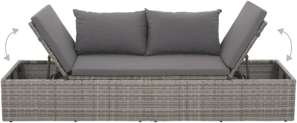 Patio Bed Gray 76.8"x23.6" Poly Rattan Outdoor daybed Camping cot Patio daybed Suitable for Decks, patios and Poolside.