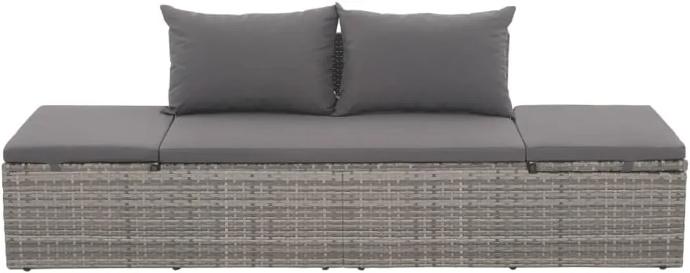 Patio Bed Gray 76.8"x23.6" Poly Rattan Outdoor daybed Camping cot Patio daybed Suitable for Decks, patios and Poolside.