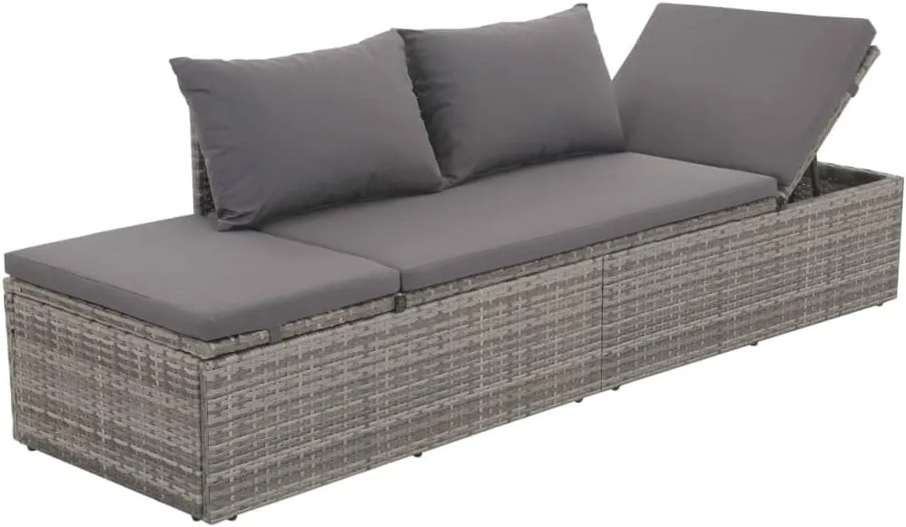 Patio Bed Gray 76.8"x23.6" Poly Rattan Outdoor daybed Camping cot Patio daybed Suitable for Decks, patios and Poolside.