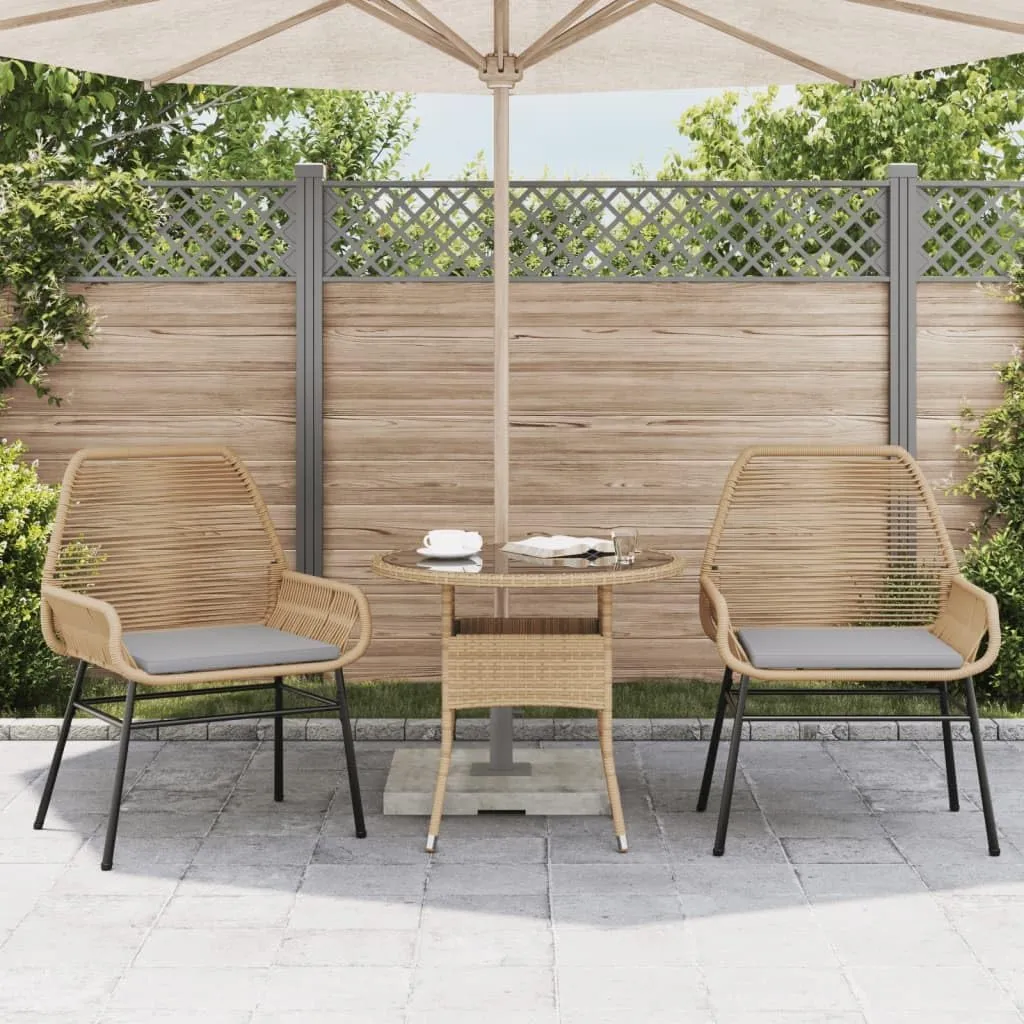 Patio Chairs 2 Pack with Cushions Brown PE Rattan Outdoor Furniture Set for Patio Garden Poolside Lounge and Backyard Relaxation