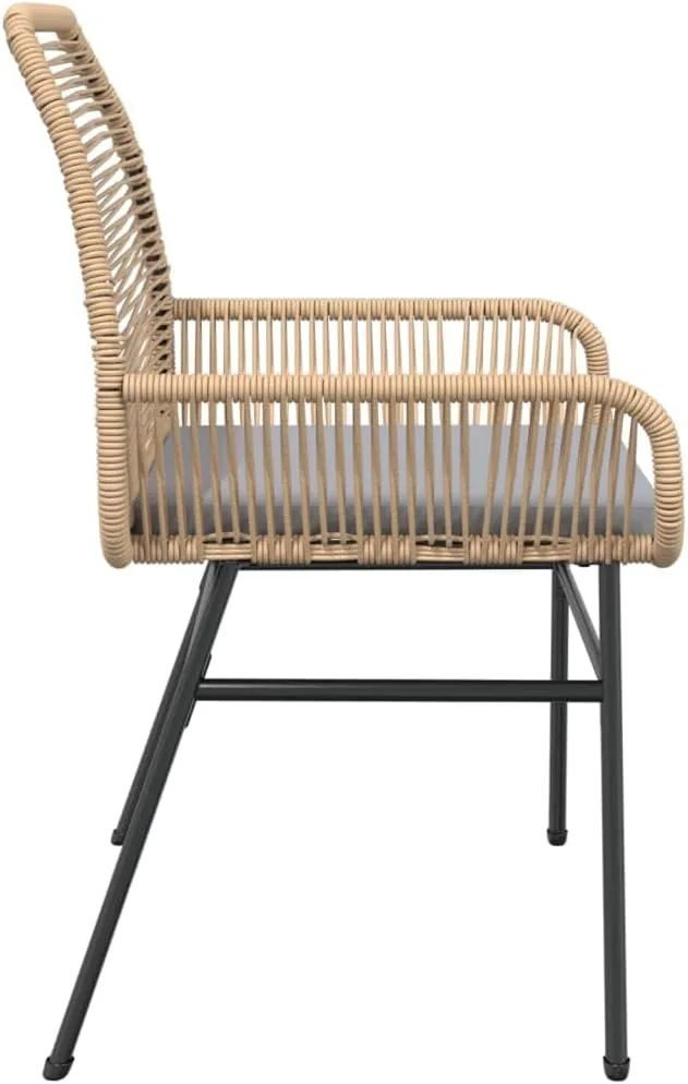 Patio Chairs 2 Pack with Cushions Brown PE Rattan Outdoor Furniture Set for Patio Garden Poolside Lounge and Backyard Relaxation