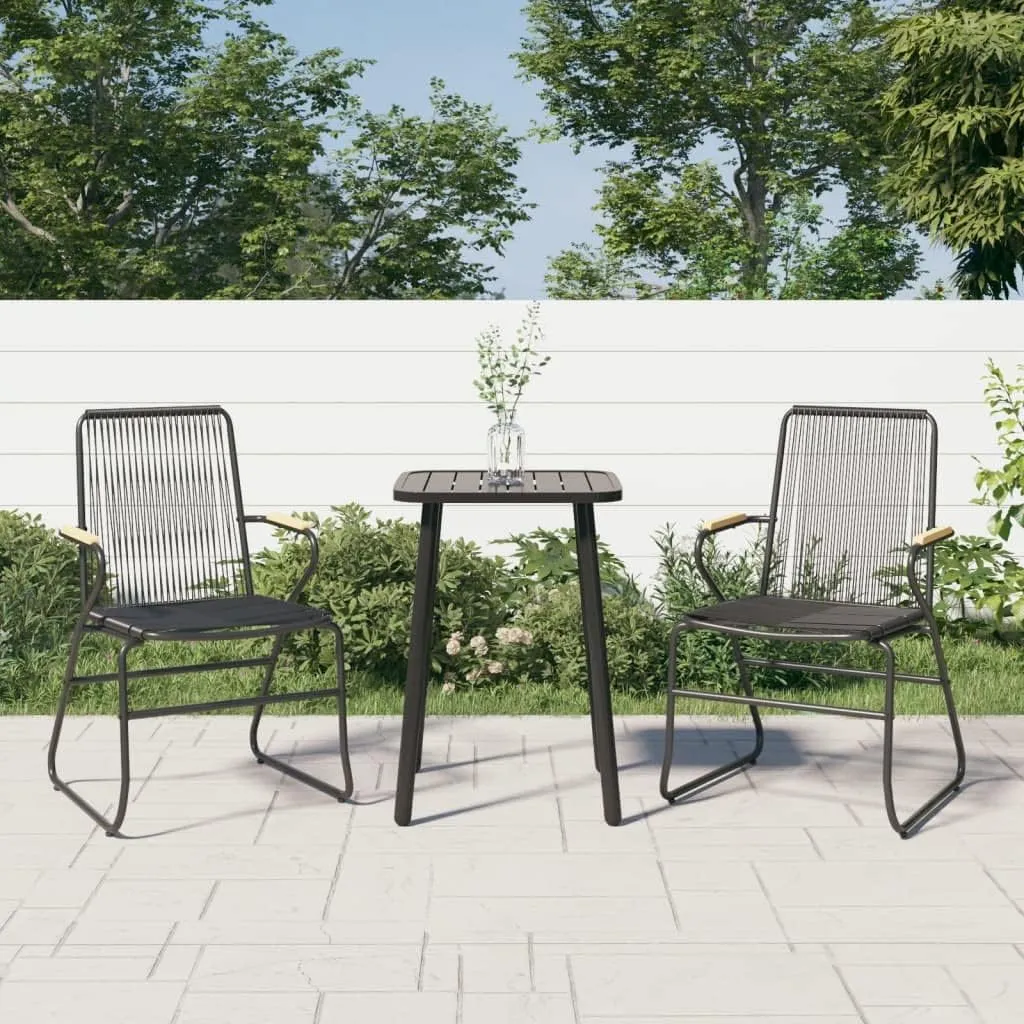 Patio Chairs Set of 2 Black PVC Rattan Outdoor Lounge Chairs with Steel Frame 22.8x23.2x33.7 Inches for Garden Poolside Beach and Backyard