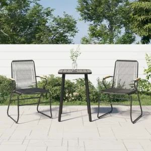 Patio Chairs Set of 2 Black PVC Rattan Outdoor Lounge Chairs with Steel Frame 22.8x23.2x33.7 Inches for Garden Poolside Beach and Backyard