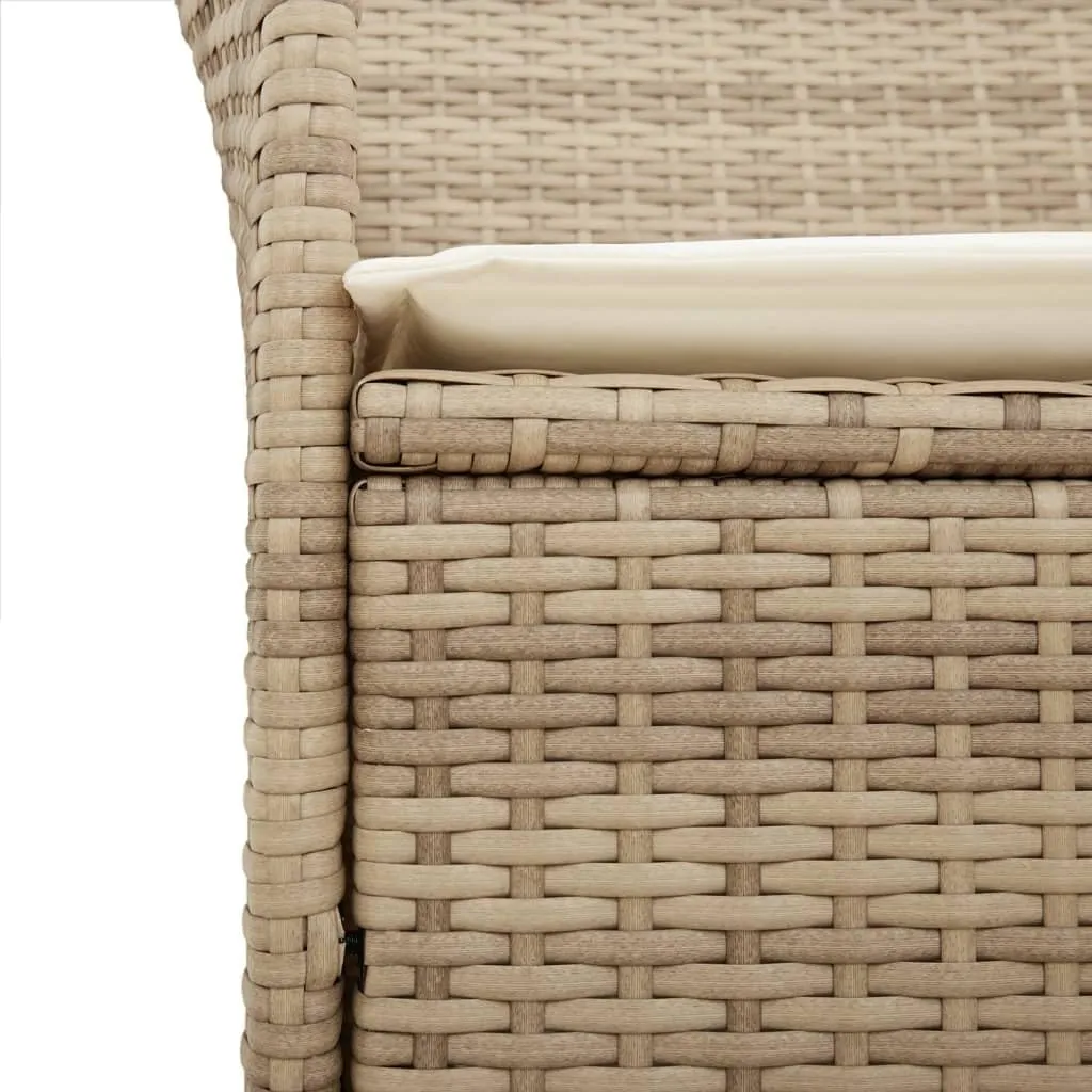 Patio Chairs with Cushions 2 PCS, Beige Poly Rattan & Solid Wood Outdoor Furniture, All-Weather Lounge Chairs for Poolside, Backyard, Deck, 242.5lb Capacity