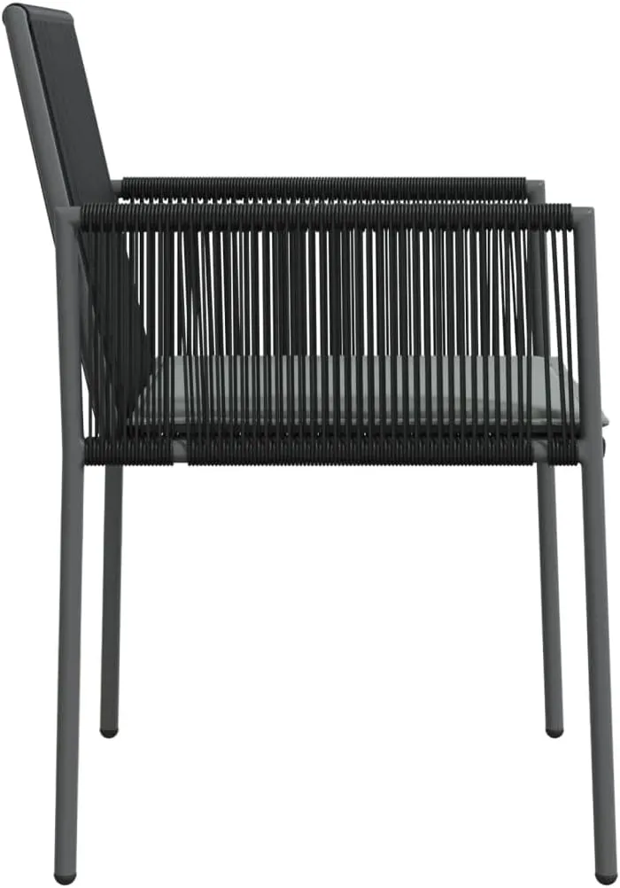 Patio Chairs with Cushions 2 PCS Black PE Rattan Outdoor Lounge Chairs for Garden Pool Beach 21.3"x23.8"x32.9" Weather Resistant Steel Frame