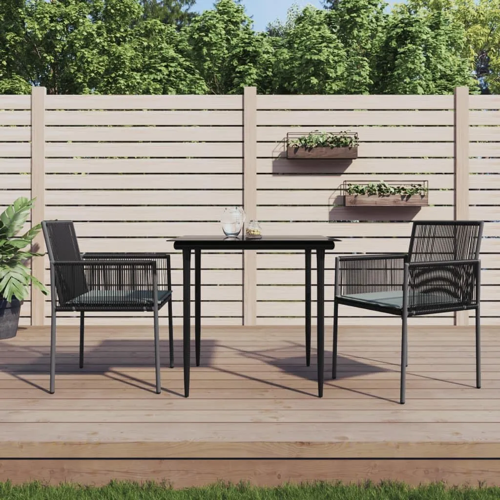 Patio Chairs with Cushions 2 PCS Black PE Rattan Outdoor Lounge Chairs for Garden Pool Beach 21.3"x23.8"x32.9" Weather Resistant Steel Frame