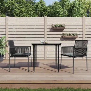 Patio Chairs with Cushions 2 PCS Black PE Rattan Outdoor Lounge Chairs for Garden Pool Beach 21.3"x23.8"x32.9" Weather Resistant Steel Frame