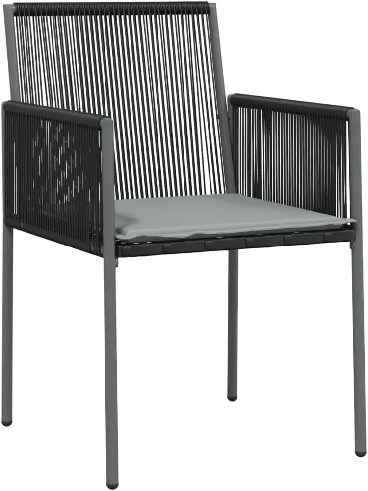 Patio Chairs with Cushions 2 PCS Black PE Rattan Outdoor Lounge Chairs for Garden Pool Beach 21.3"x23.8"x32.9" Weather Resistant Steel Frame