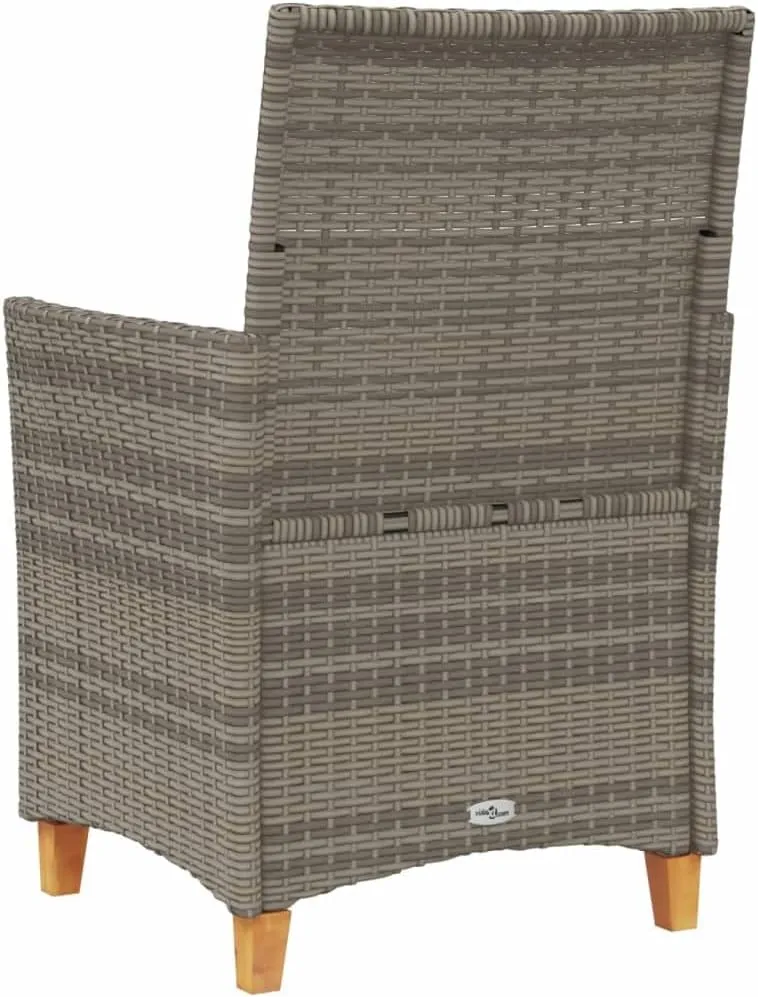 Patio Chairs with Cushions 2-Piece Set Gray PE Rattan & Solid Wood Outdoor Furniture for Backyard, Poolside, Garden Lounge Chairs with Weather-Resistant Design