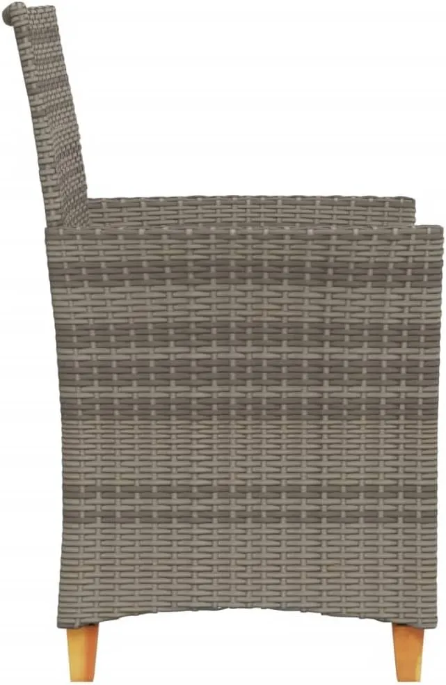 Patio Chairs with Cushions 2-Piece Set Gray PE Rattan & Solid Wood Outdoor Furniture for Backyard, Poolside, Garden Lounge Chairs with Weather-Resistant Design