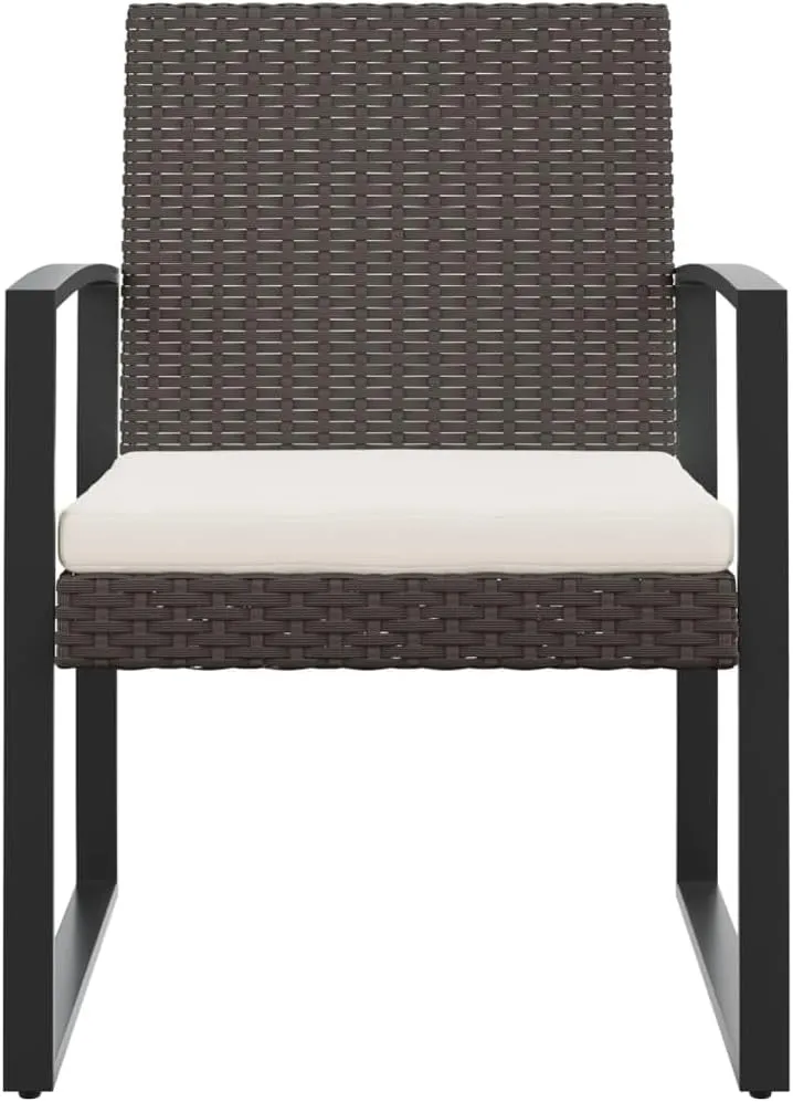 Patio Dining Chairs 2 Pcs Black PP Rattan Outdoor Furniture Set with Cushions, Steel Frame & All-Weather Design for Garden, Poolside, Backyard