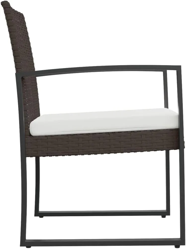 Patio Dining Chairs 2 Pcs Black PP Rattan Outdoor Furniture Set with Cushions, Steel Frame & All-Weather Design for Garden, Poolside, Backyard