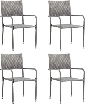 Patio Dining Chairs Beach Chair Dining Chairs Kitchen Chairs - Patio Dining Chairs 4 pcs Stackable Gray Poly Rattan for Outside Beaches Park Campsites