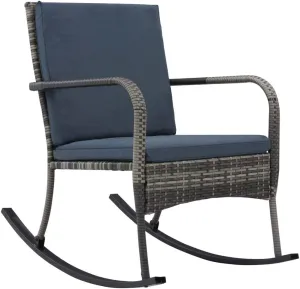 PE Rattan Rocking Chair with Removable Cushions Anthracite Outdoor Patio Furniture Lounge Chair for Garden, Poolside & Indoor Use 39.8" D Steel Frame