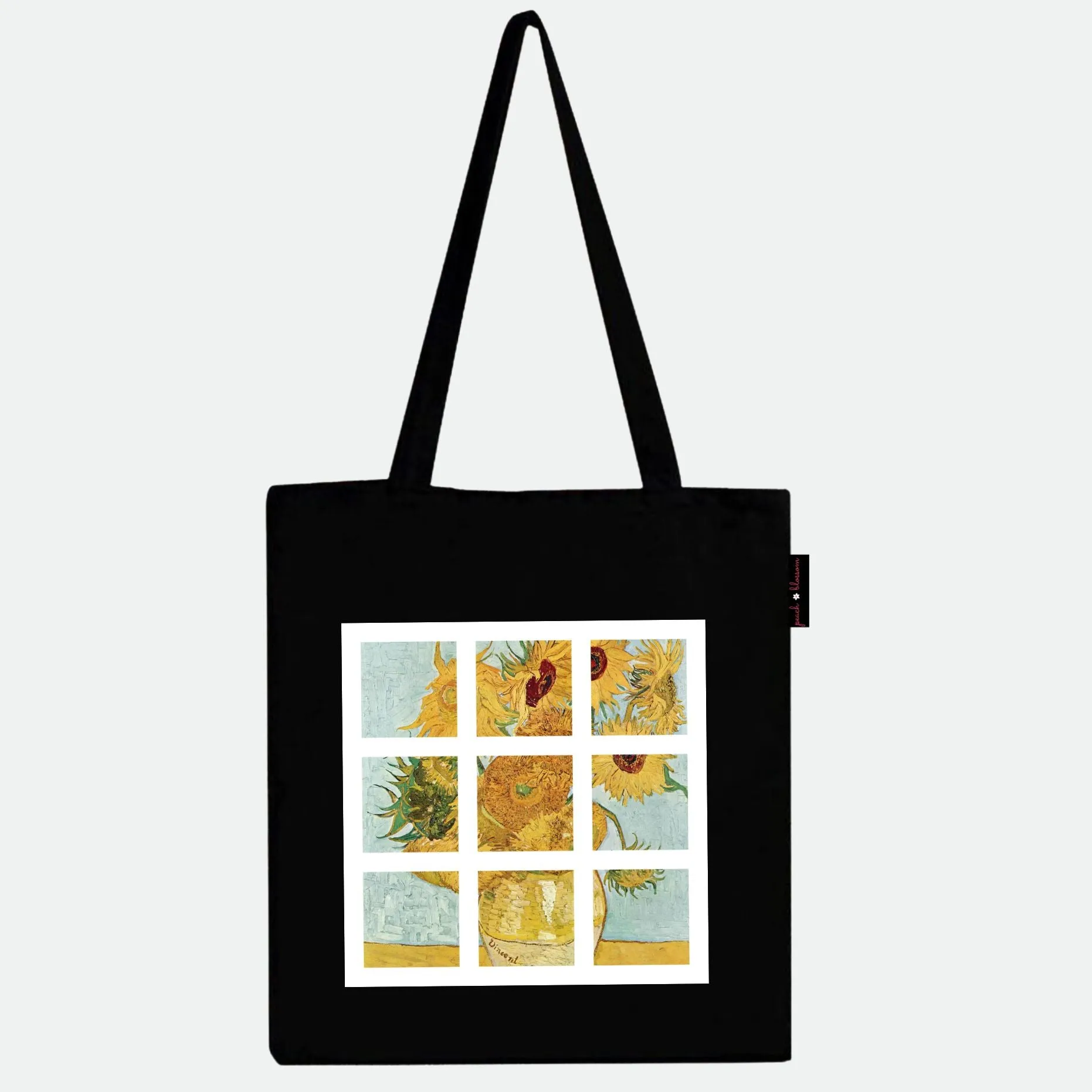 Peach Blossom Women's Cotton Printed Tote Bag With Zipper and Pouch