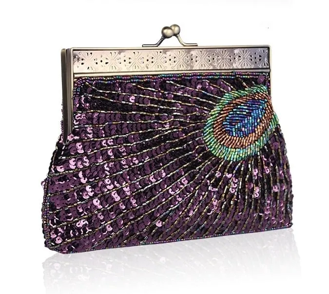 Peacock Sequined Clutch