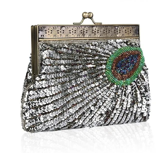 Peacock Sequined Clutch