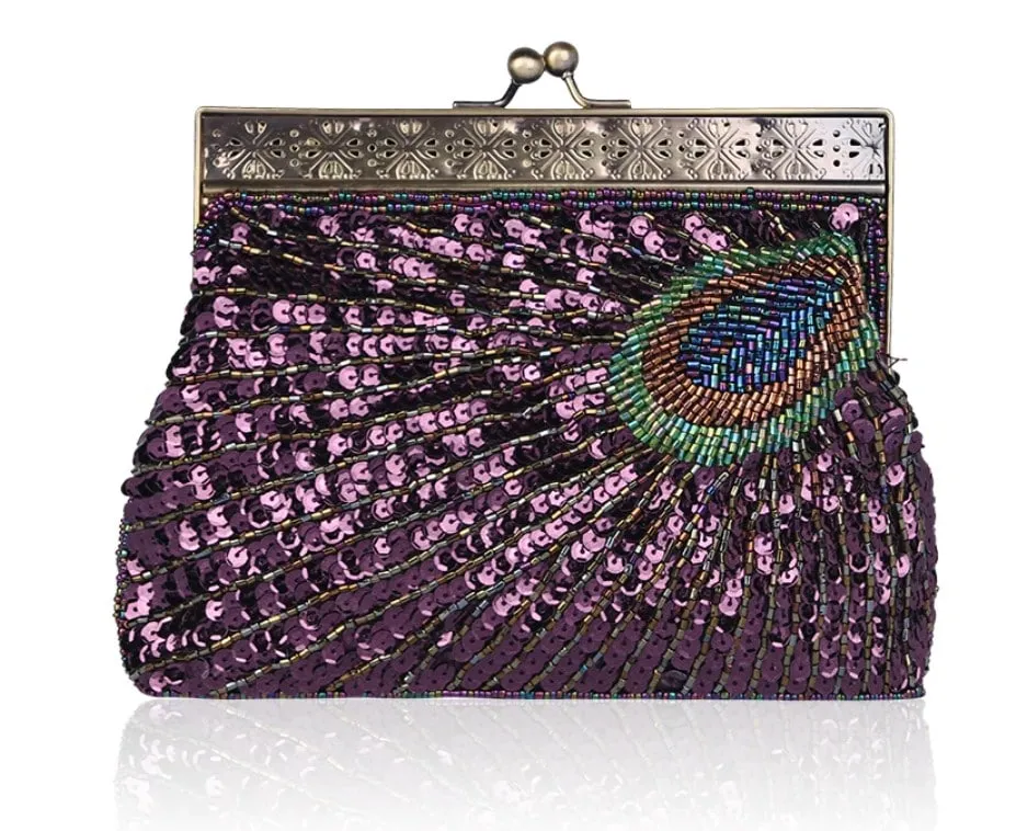 Peacock Sequined Clutch