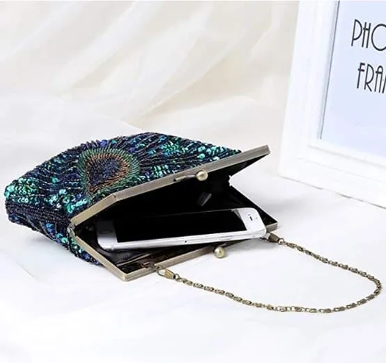 Peacock Sequined Clutch