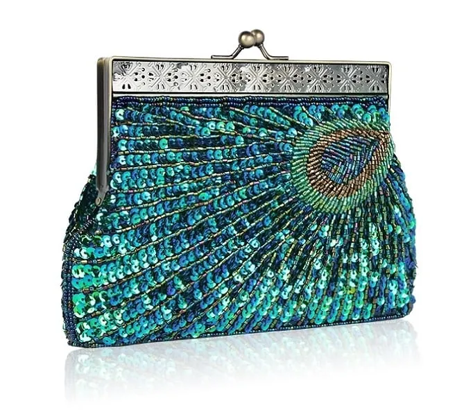 Peacock Sequined Clutch