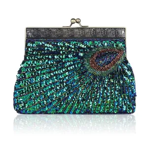 Peacock Sequined Clutch